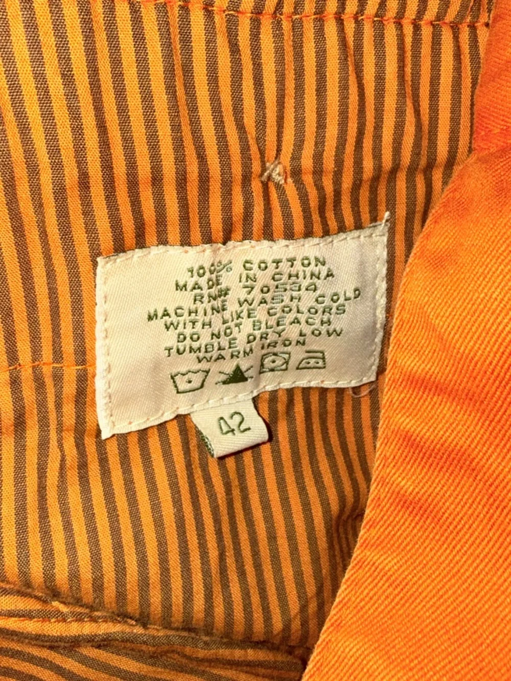 Orvis Men’s Orange Cotton Chino Pant Size 42/30 (40x26.5) Straight Leg Preppy